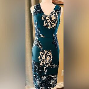 White House Black Market Blue Sheath Halter Dress